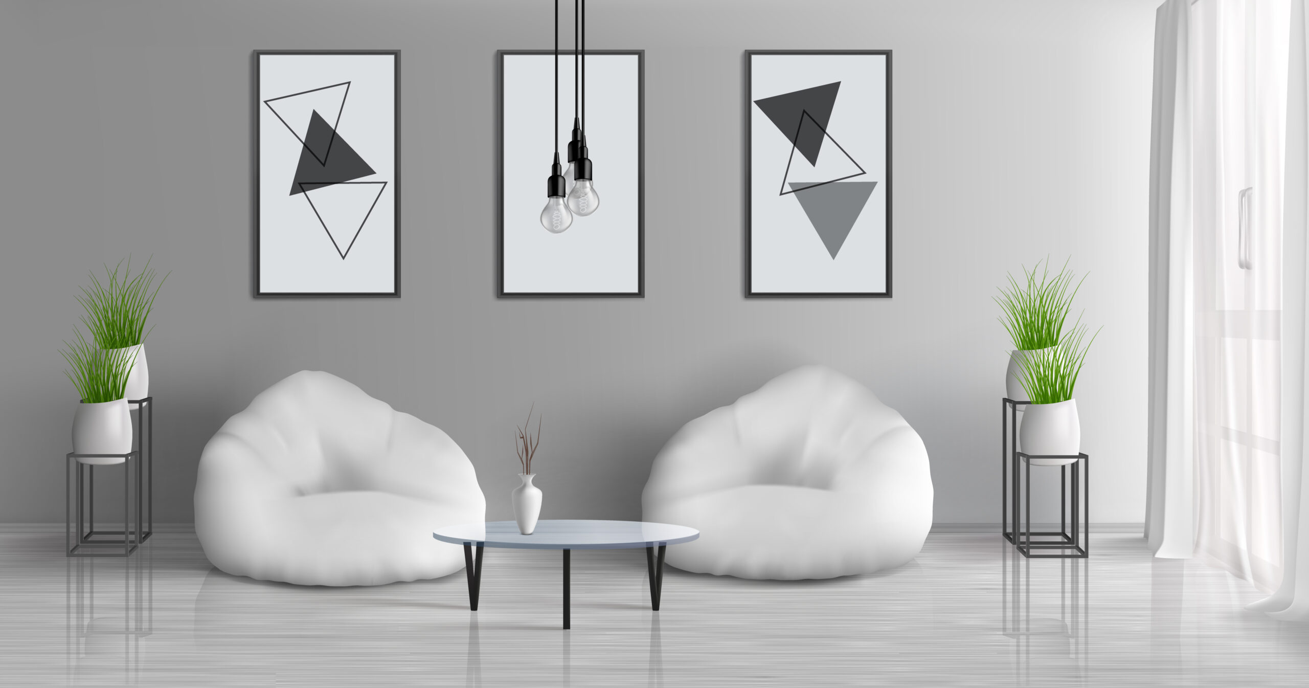 house living room realistic vector interior mockup